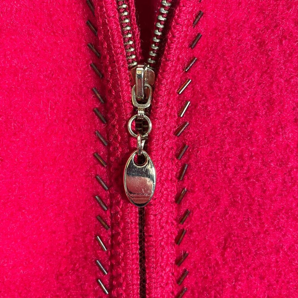 Lisa International 100% Boiled Wool Vest 1X Red Monkey Theme EUC - Picture 7 of 11